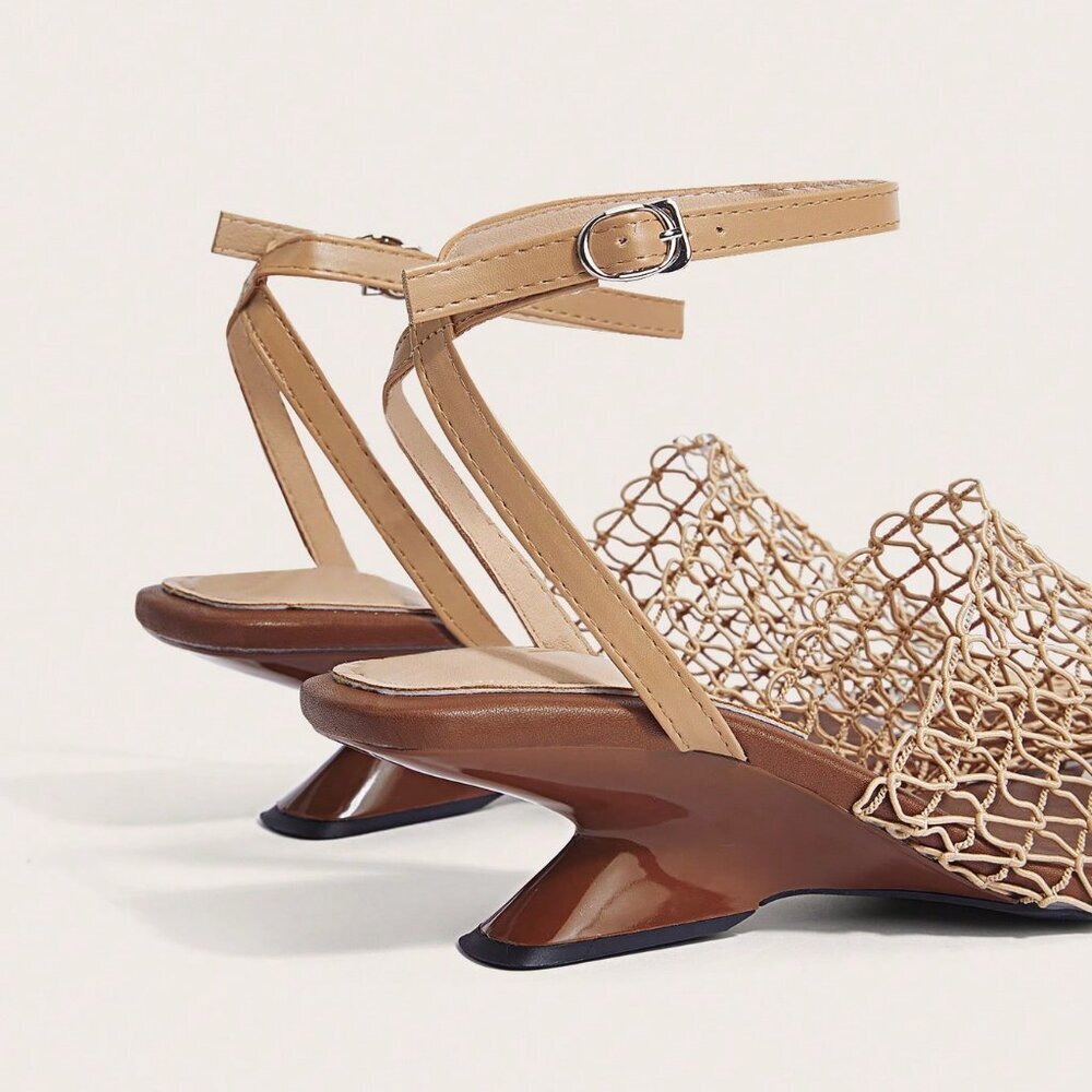 Boho wedge heeled Women's mesh Sandals - Picture 7 of 7